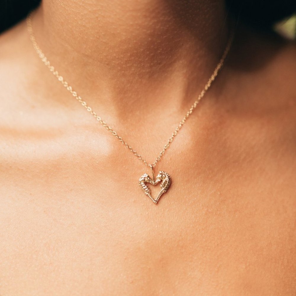 Small Kissing Seahorse Necklace
